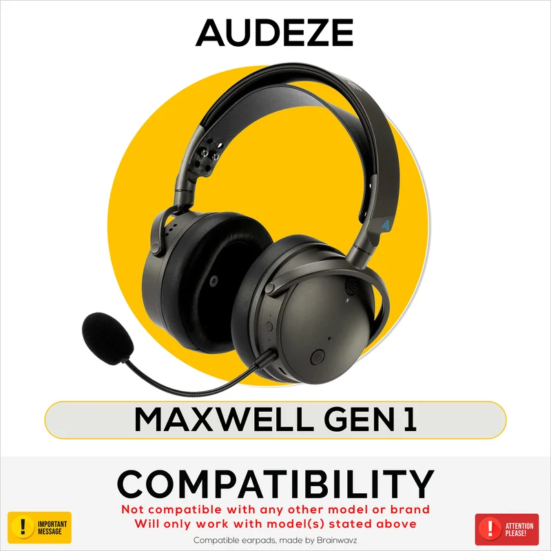 Pad Telinga Bersudut Penggantian Hibrid untuk Fon Kepala Audeze Maxwell (GEN 1), Gel Lembut, Fabrik Bernafas Lembut Sutera dengan Kulit PU & Buih Memori