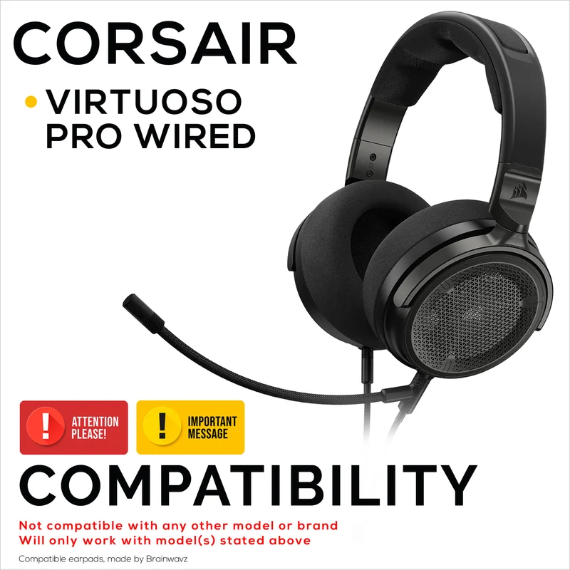 Pad Telinga Pengganti Hibrid untuk Fon Kepala Berwayar Corsair Virtuoso PRO, Gel Lembut, Fabrik Bernafas dengan Kulit PU & Buih Memori
