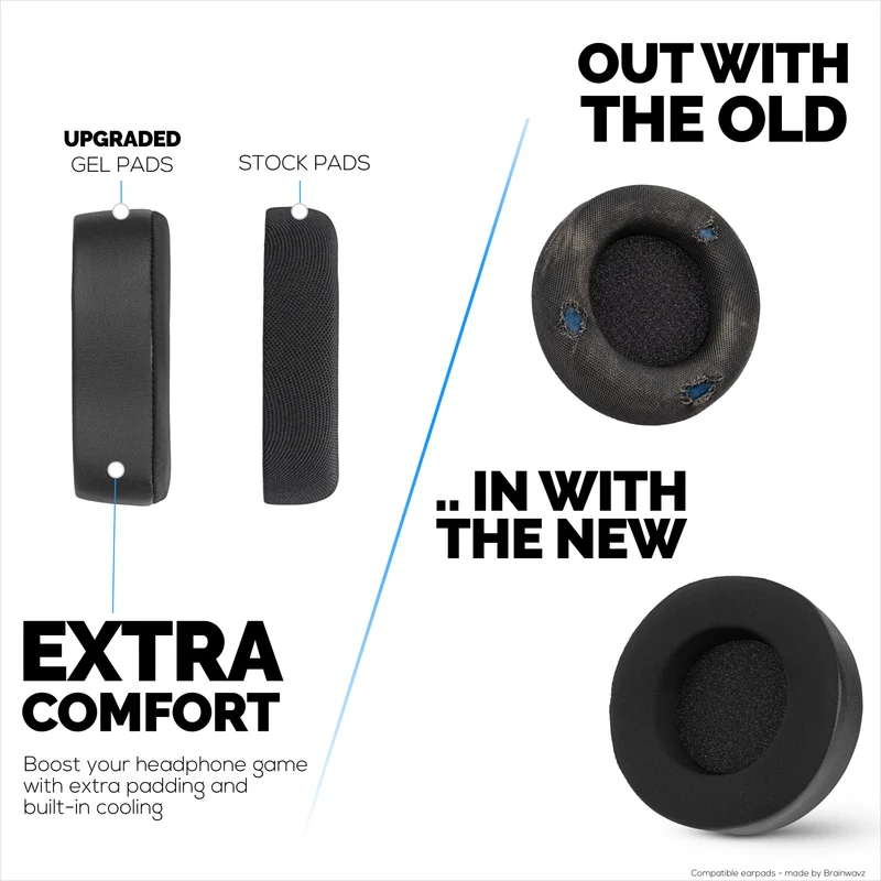 Pad Telinga Pengganti Hibrid untuk Fon Kepala Berwayar Corsair Virtuoso PRO, Gel Lembut, Fabrik Bernafas dengan Kulit PU & Buih Memori