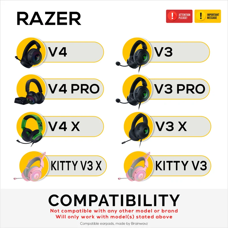 Pad Telinga Fabrik Mesh untuk Razer Kraken V4/ V4 Pro V4 X V3/ V3 Pro V3 X Kitty V3 Pro Kitty V3 X Alat Dengar - Fabrik Mesh Bernafas & Buih Memori Gred Tinggi