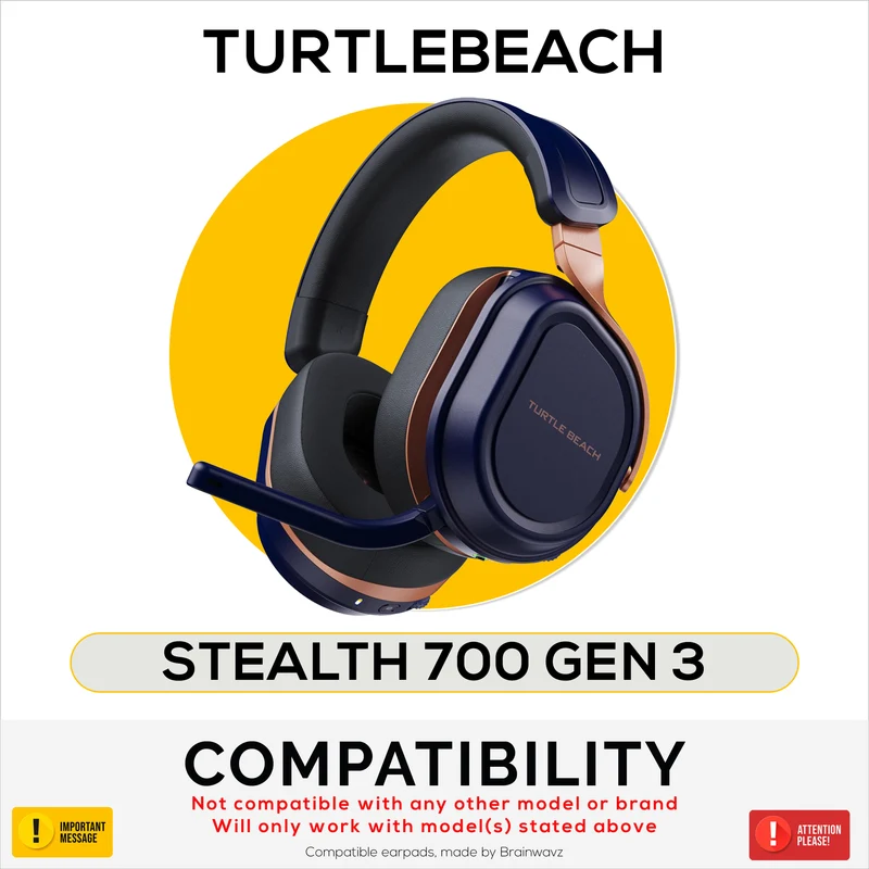 Pad Telinga Hibrid untuk Fon Kepala Turtle Beach Stealth 700 Gen 3 - Busa Memori dengan Fabrik Bernafas & Kulit PU