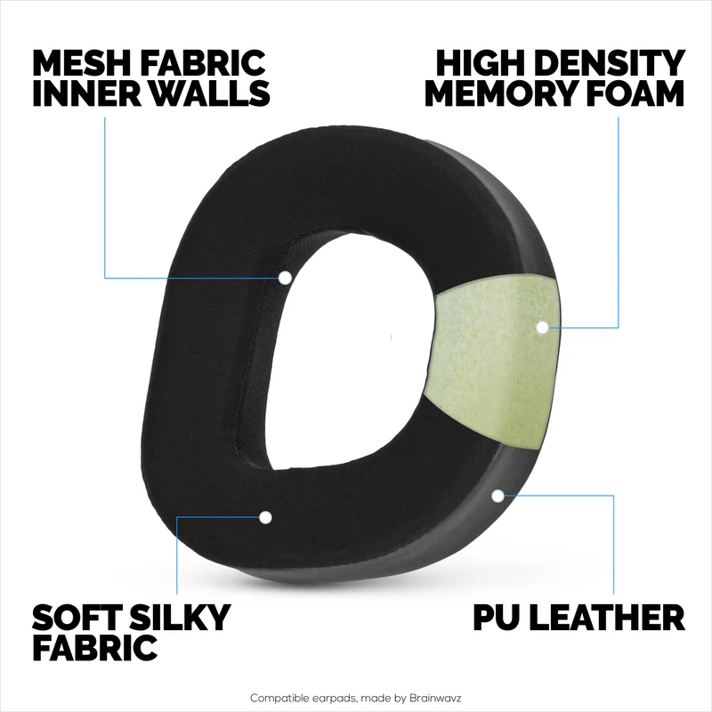 Pad Telinga Hibrid untuk Fon Kepala Turtle Beach Stealth 700 Gen 3 - Busa Memori dengan Fabrik Bernafas & Kulit PU
