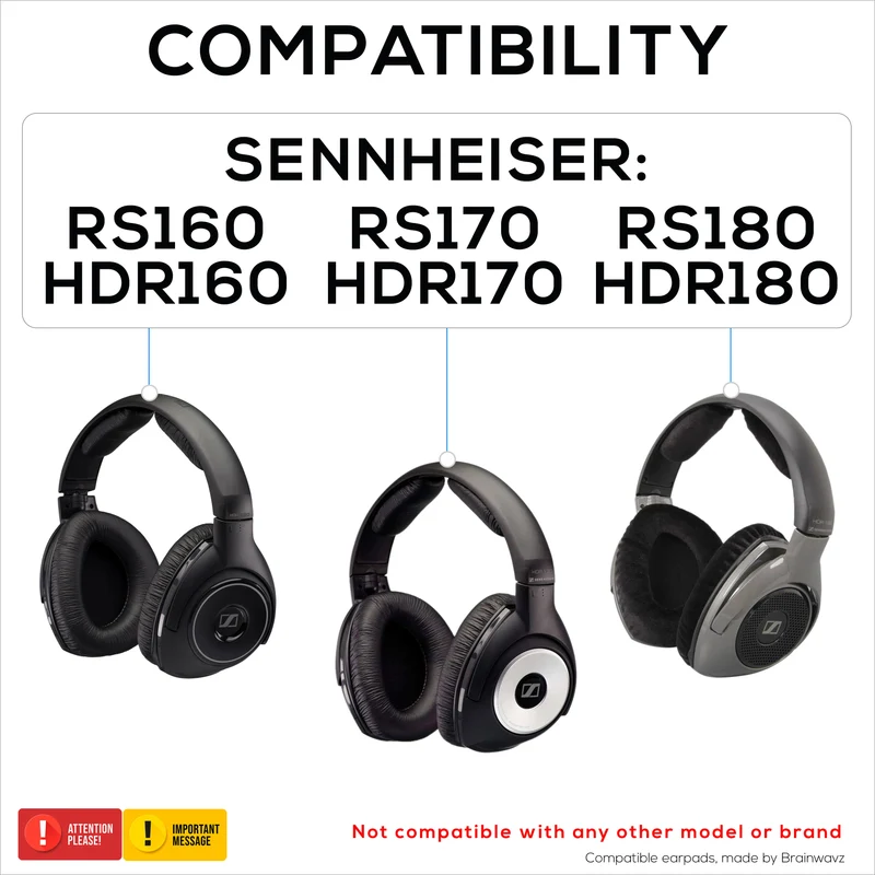 Pad Telinga Gantian untuk Fon Kepala Sennheiser RS160, RS170, RS180, HDR160, HDR170 & HDR180, Pad Telinga Velour Lembut & Buih