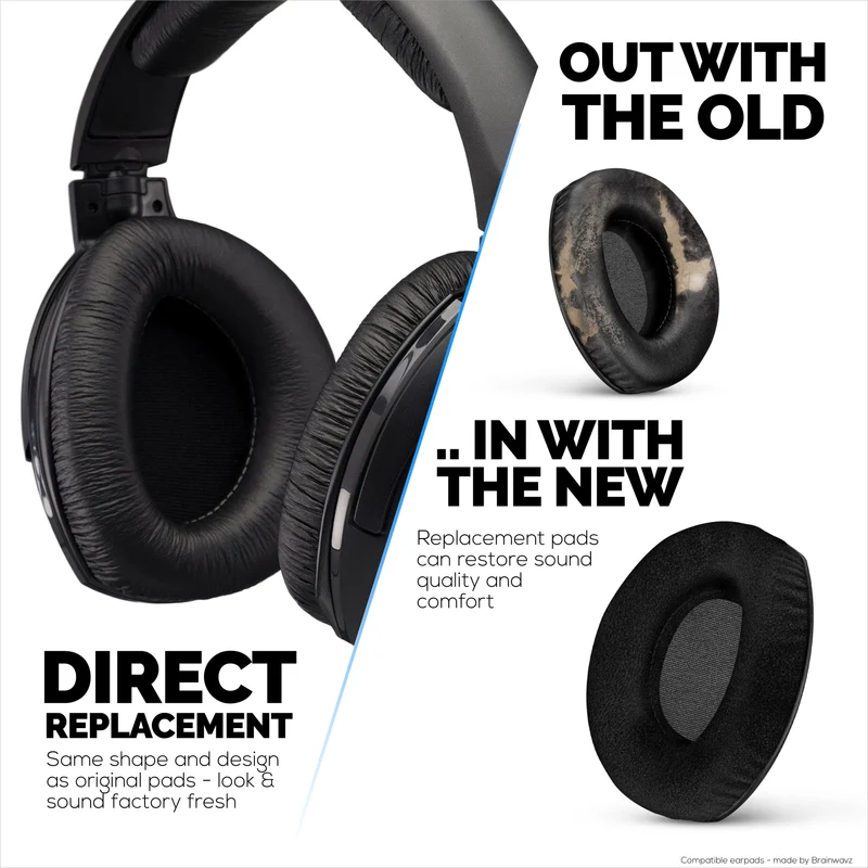 Pad Telinga Gantian untuk Fon Kepala Sennheiser RS160, RS170, RS180, HDR160, HDR170 & HDR180, Pad Telinga Velour Lembut & Buih