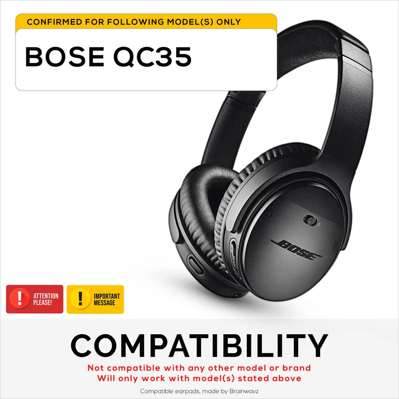 Pad Telinga Pengganti Hibrid untuk Fon Kepala Tanpa Wayar Bose QuietComfort 35 (QC35), Gel Lembut, Fabrik Bernafas dengan Kulit PU & Buih Memori