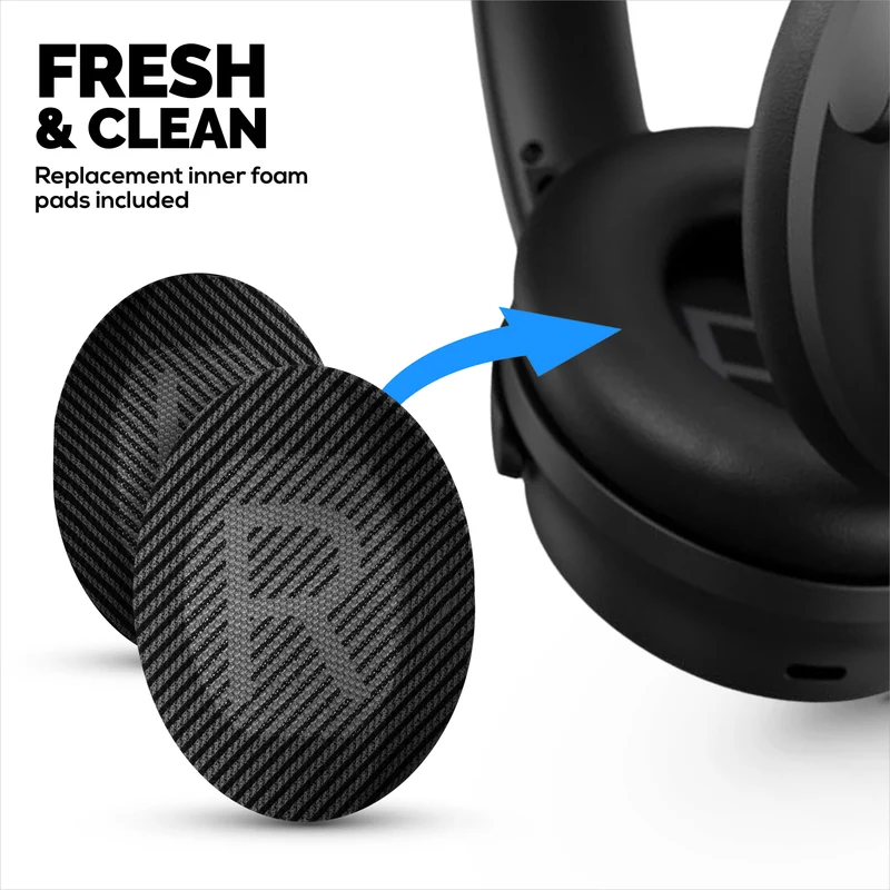 Pad Telinga Pengganti Hibrid untuk Fon Kepala Tanpa Wayar Bose QuietComfort 35 (QC35), Gel Lembut, Fabrik Bernafas dengan Kulit PU & Buih Memori