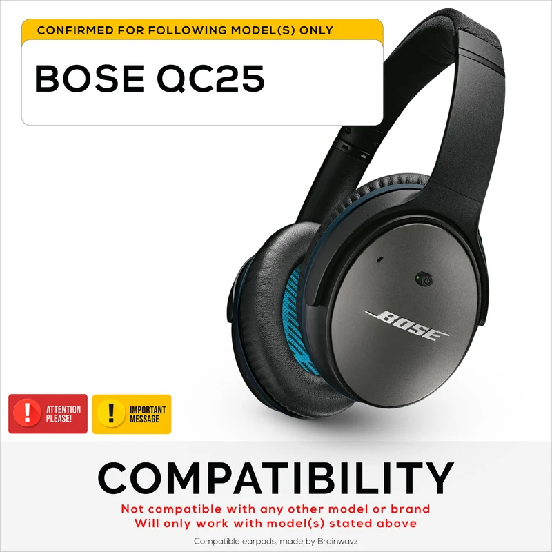 Pad Telinga Pengganti Hibrid untuk Fon Kepala Tanpa Wayar Bose QuietComfort 25 (QC25), Gel Lembut, Fabrik Bernafas dengan Kulit PU & Buih Memori