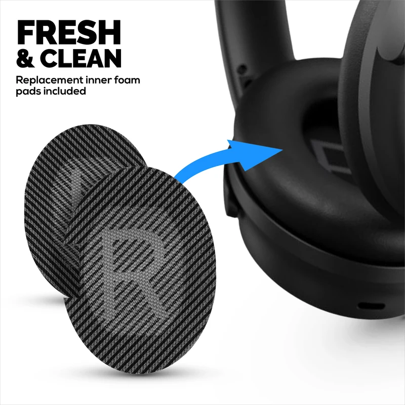 Pad Telinga Pengganti Hibrid untuk Fon Kepala Tanpa Wayar Bose QuietComfort 25 (QC25), Gel Lembut, Fabrik Bernafas dengan Kulit PU & Buih Memori