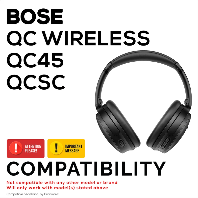 Penggantian Ikat Kepala Kulit PU untuk Fon Kepala Tanpa Wayar Bose QuietComfort QC45, QCSC, QC - Pad Kusyen Atas Fon Kepala - Kembalikan Keselesaan & Kesesuaian