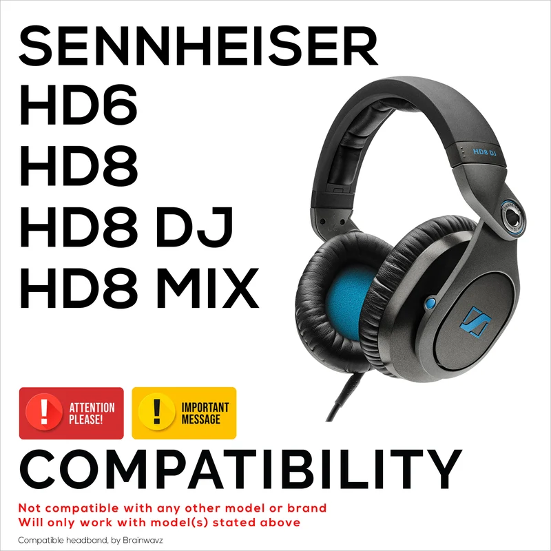 Destar Gantian untuk Fon Kepala SENNHEISER HD8, HD8 DJ, HD8 MIX & HD6 - Pad Kusyen Kulit PU Lembut & Busa Memori