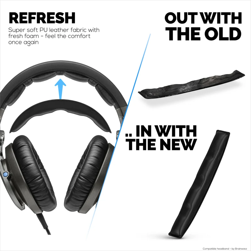 Destar Gantian untuk Fon Kepala SENNHEISER HD8, HD8 DJ, HD8 MIX & HD6 - Pad Kusyen Kulit PU Lembut & Busa Memori