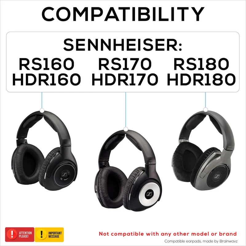 Pad Telinga Gantian untuk Fon Kepala Sennheiser RS160, RS170, RS180, HDR160, HDR170 & HDR180