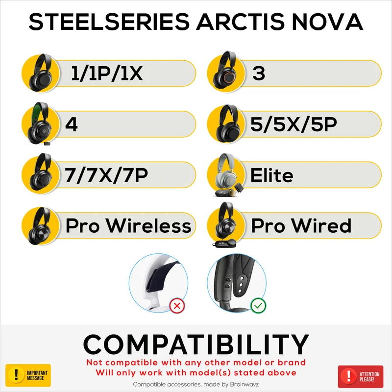 Gelang Kepala Pengganti untuk SteelSeries Arctis Nova 7P & 7X & Lebih Banyak – Gelang Suspensi Elastik Kaya Kapas dengan 3 Tetapan Saiz