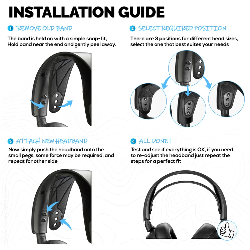 Gelang Kepala Pengganti untuk SteelSeries Arctis Nova 7P & 7X & Lebih Banyak – Gelang Suspensi Elastik Kaya Kapas dengan 3 Tetapan Saiz