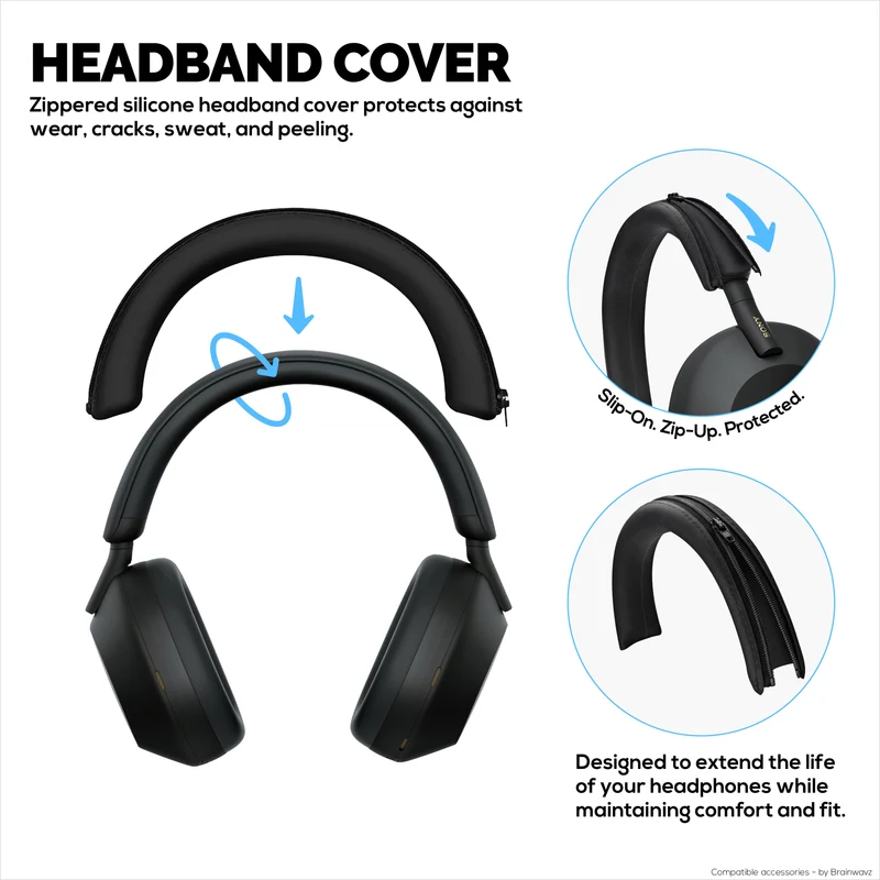 Set Sarung Pelindung Silikon untuk Sony WH-1000XM5 - Sarung Ikat Kepala, Cawan Telinga & Pad Telinga – Kalis Peluh, Kalis Habuk, Tidak Gelincir & Mudah Dipasang
