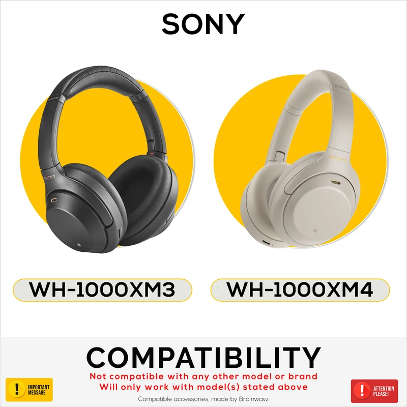 Set Sarung Pelindung Silikon untuk Sony WH-1000XM3 & WH1000XM4 - Sarung Ikat Kepala & Pad Telinga – Kalis Peluh, Kalis Habuk, Tidak Gelincir & Mudah Dipasang