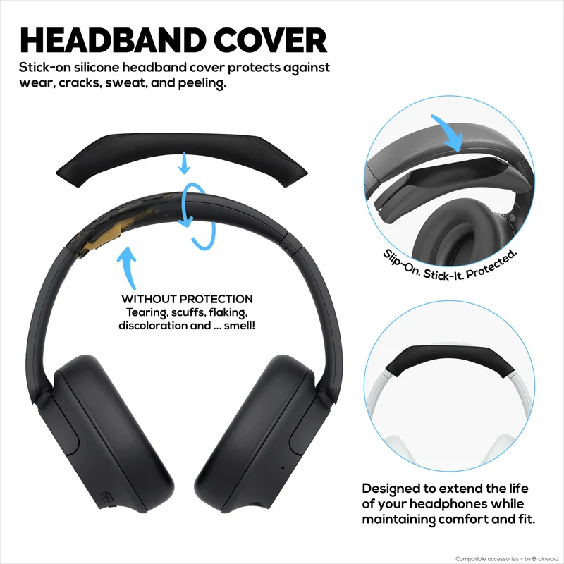 Set Sarung Pelindung Silikon untuk Sony WH-CH720N - Sarung Ikat Kepala & Pad Telinga – Kalis Peluh, Kalis Habuk, Tidak Gelincir & Mudah Dipasang