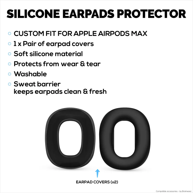 Sarung Pad Telinga Pelindung Silikon untuk Fon Kepala Apple Airpods Max – Kalis Air, Kalis Peluh, Kalis Habuk, Tidak Gelincir & Mudah Dipasang