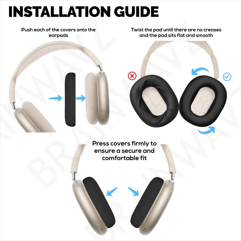 Sarung Pad Telinga Pelindung Silikon untuk Fon Kepala Apple Airpods Max – Kalis Air, Kalis Peluh, Kalis Habuk, Tidak Gelincir & Mudah Dipasang