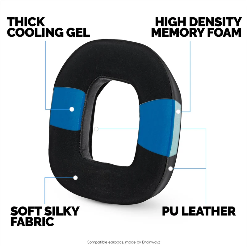Pad Telinga Hibrid untuk Fon Kepala Logitech Astro A50 GEN4, A50 GEN5 dan A50X. Kusyen Permainan Gel Penyejuk dengan Fabrik Super Lembut & Buih Memori Tebal