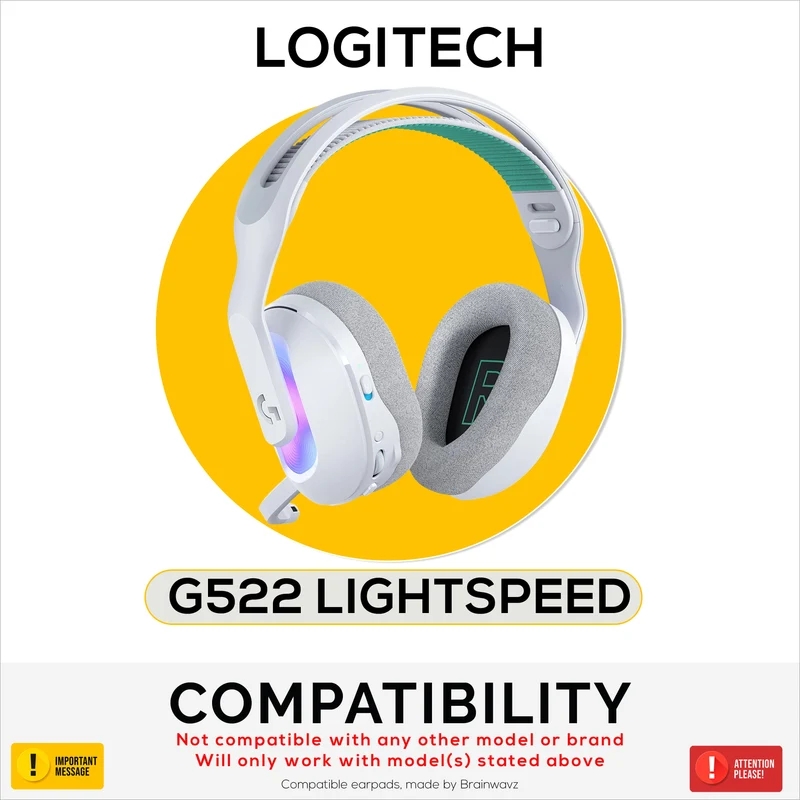 Pad Telinga Fabrik Mesh untuk Fon Kepala Logitech G522 Lightspeed, Fabrik Mesh Bernafas & Buih Memori Gred Tinggi - Lebih Tebal, Lebih Selesa & Tahan Lama