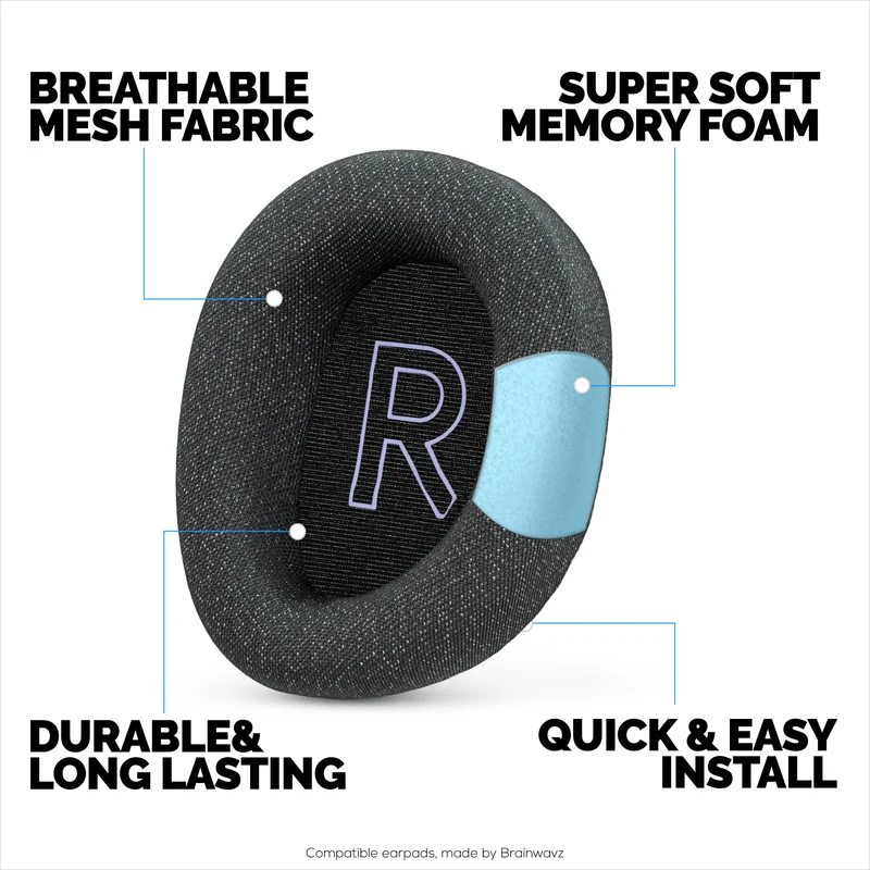 Pad Telinga Fabrik Mesh untuk Fon Kepala Logitech G522 Lightspeed, Fabrik Mesh Bernafas & Buih Memori Gred Tinggi - Lebih Tebal, Lebih Selesa & Tahan Lama