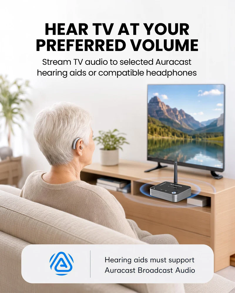 AuraBand TV | Auracast TV Earbuds & Transmitter Set