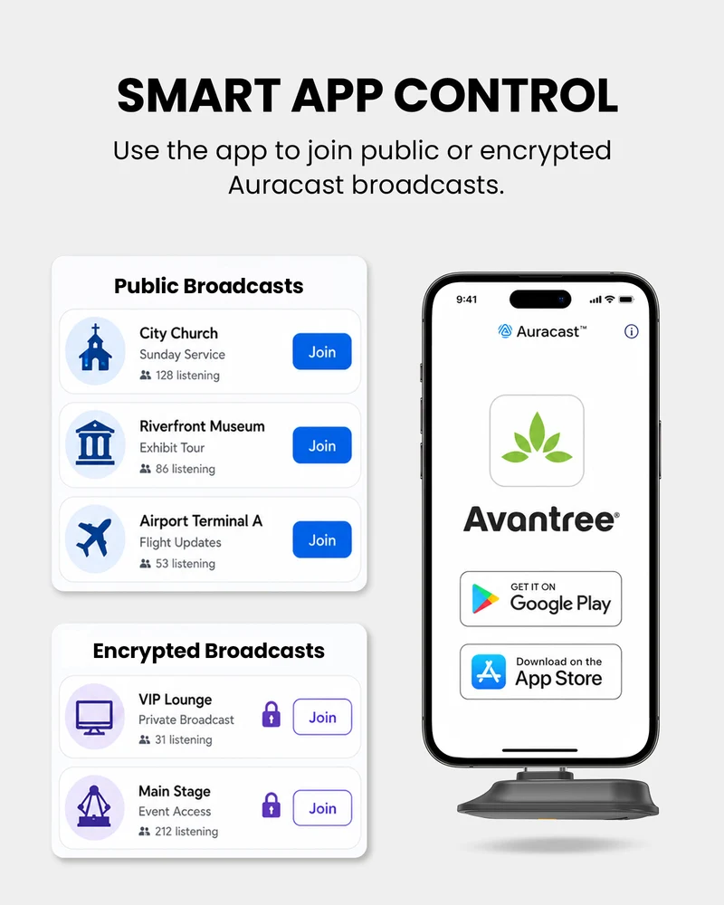 Aura C | Auracast Receiver for phones to receive broadcasts