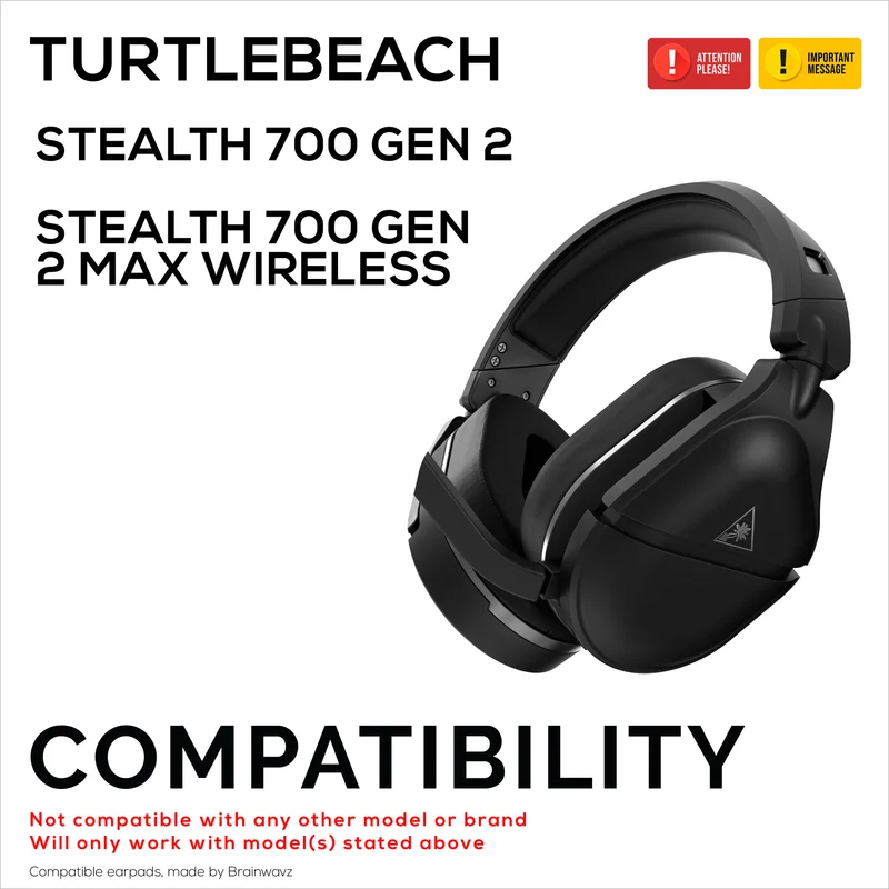 Ersatz-Ohrpolster für die kabellosen Headsets TurtleBeach Stealth 700 Gen 2 und Stealth 700 Gen 2 MAX. Weiches PU-Leder mit hochwertigem Memory-Schaum.