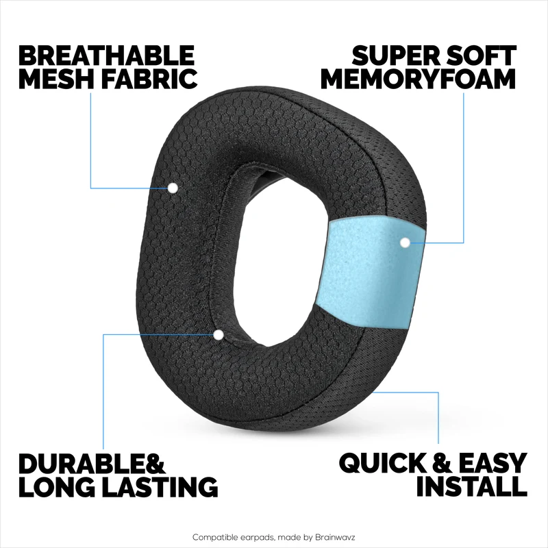 Pad Telinga Fabrik Mesh untuk Fon Kepala Tanpa Wayar TurtleBeach Stealth 700 Gen 2 & Stealth 700 Gen 2 MAX, Fabrik Mesh Bernafas & Buih Memori Gred Tinggi