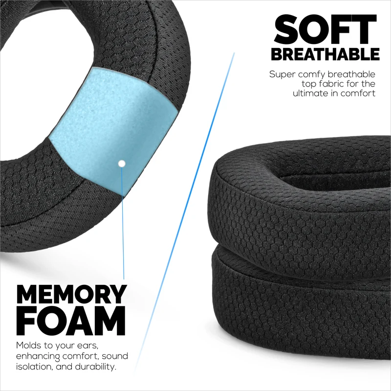 Pad Telinga Fabrik Mesh untuk Fon Kepala Tanpa Wayar TurtleBeach Stealth 700 Gen 2 & Stealth 700 Gen 2 MAX, Fabrik Mesh Bernafas & Buih Memori Gred Tinggi