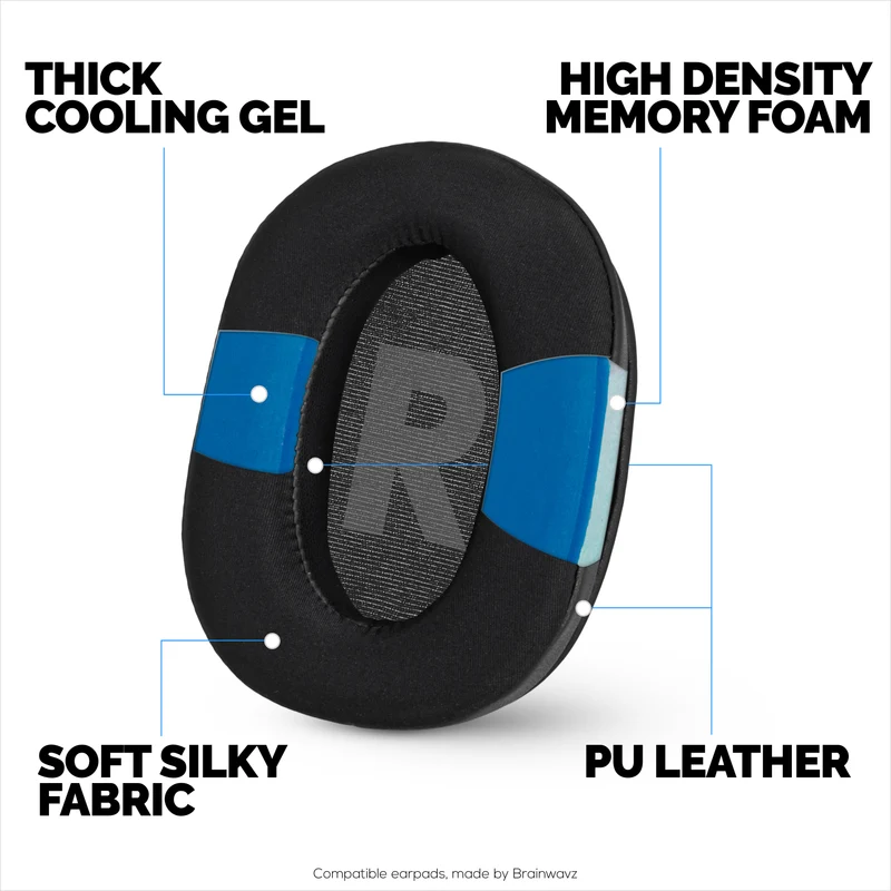 Hybrid-Ohrpolster für Logitech G Pro, G Pro X, G Pro X 2 und G Pro X SE Headsets. Kühlende Gel-Ohrpolster mit superweichem Stoff und dickem Memory-Schaum.