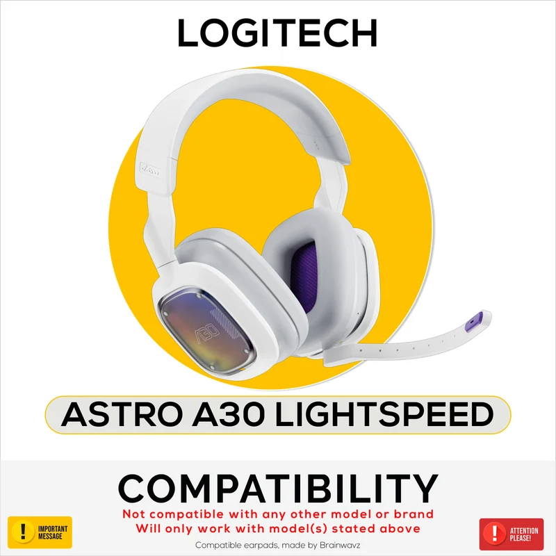 Pad Telinga Gantian untuk Fon Kepala Logitech Astro A30. Kulit PU Lembut dengan Buih Memori Gred Tinggi untuk Keselesaan & Ketahanan Tambahan