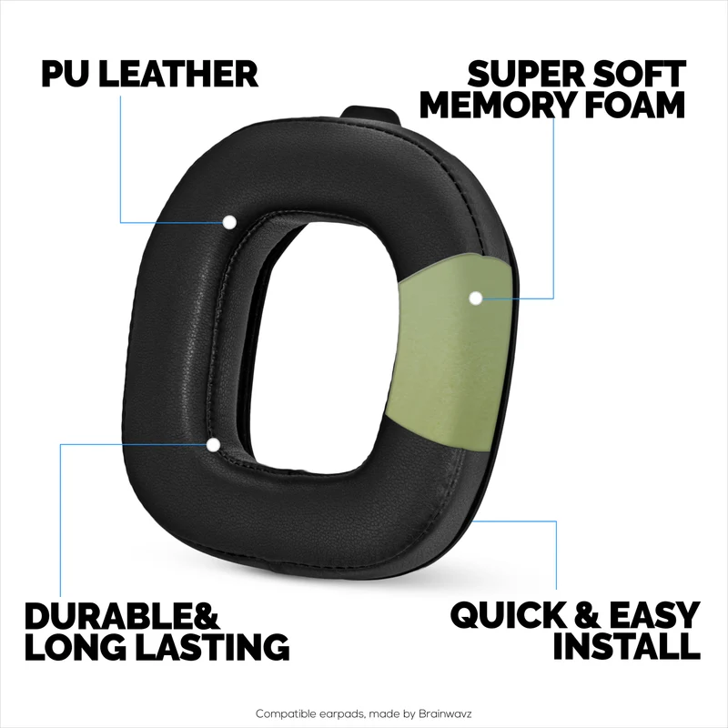 Pad Telinga Gantian untuk Fon Kepala Logitech Astro A50 GEN4, A50 GEN5 dan A50X. Kulit PU Lembut dengan Buih Memori Gred Tinggi