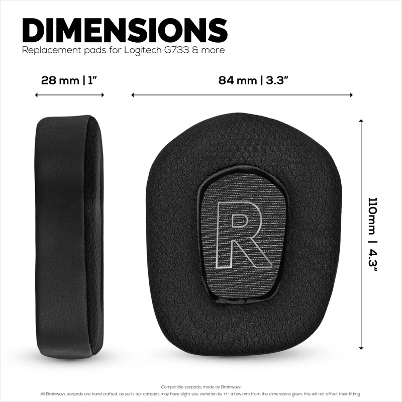 Hybrid-Ohrpolster für Logitech G733, G335 & G535 Headsets, Kühlgel, superweiches Material & dickerer Memory-Schaum