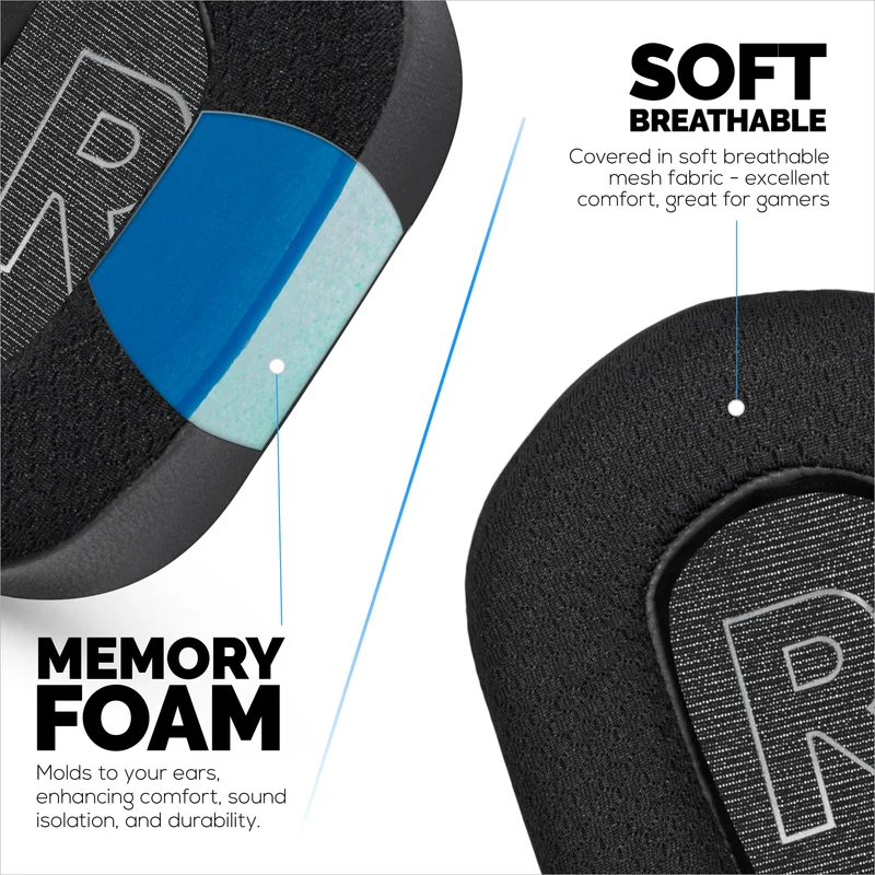 Hybrid-Ohrpolster für Logitech G733, G335 & G535 Headsets, Kühlgel, superweiches Material & dickerer Memory-Schaum