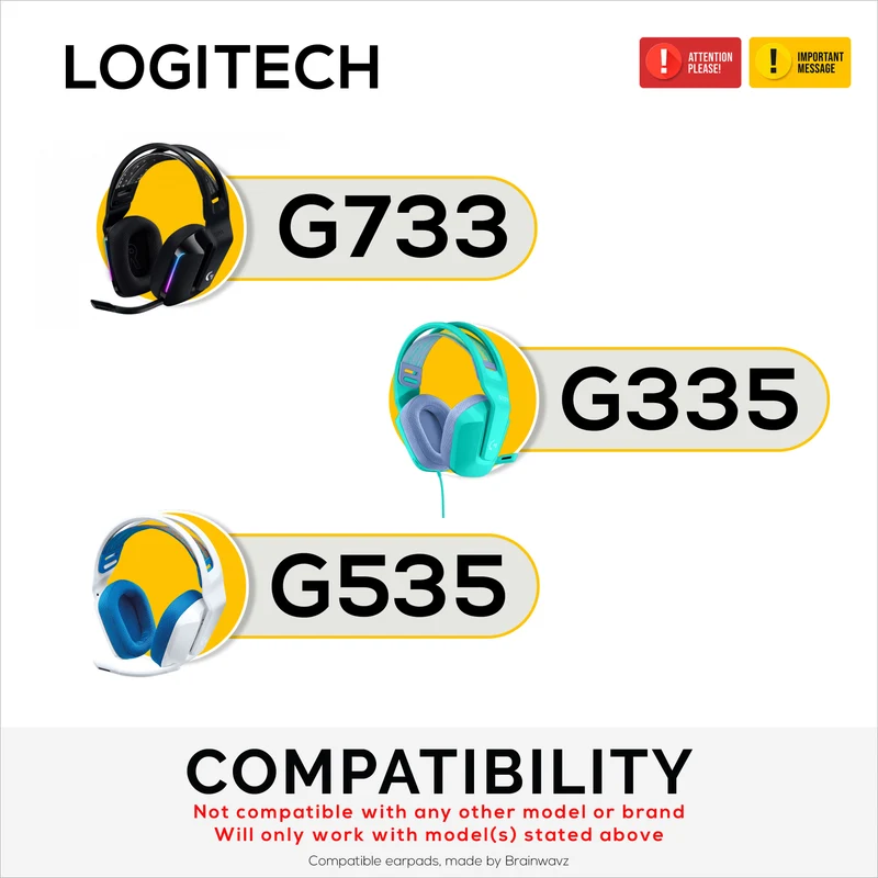 Pad Telinga Fabrik Mesh untuk Fon Kepala Logitech G733, G335 & G535, Fabrik Mesh Bernafas & Buih Memori Gred Tinggi