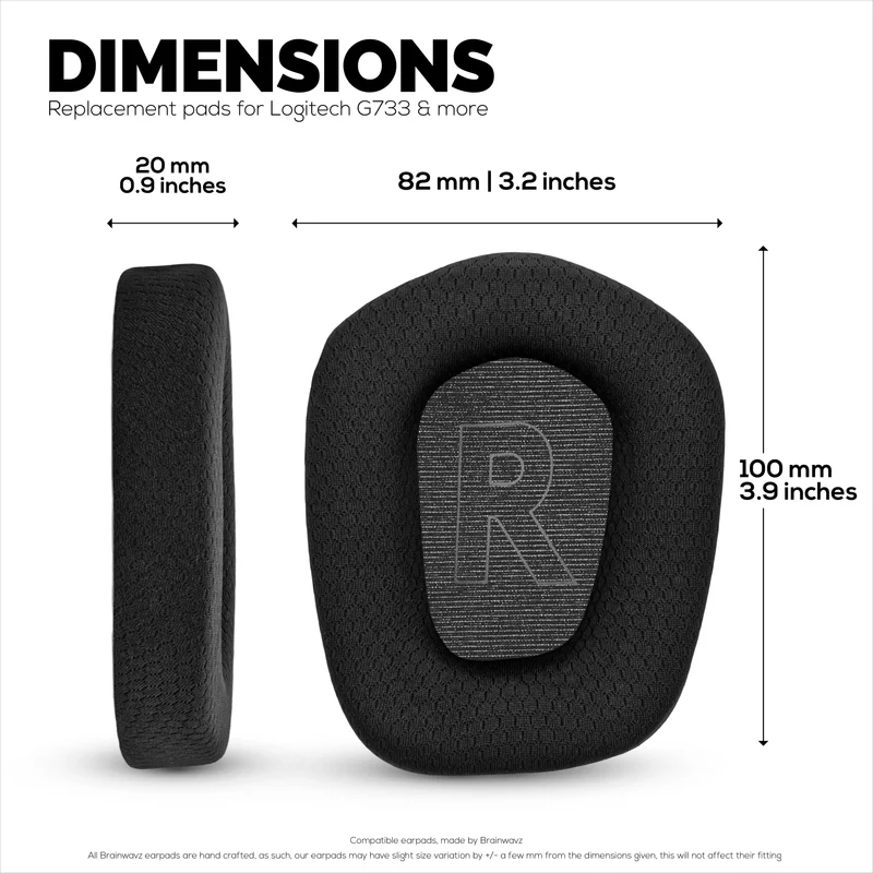 Pad Telinga Fabrik Mesh untuk Fon Kepala Logitech G733, G335 & G535, Fabrik Mesh Bernafas & Buih Memori Gred Tinggi