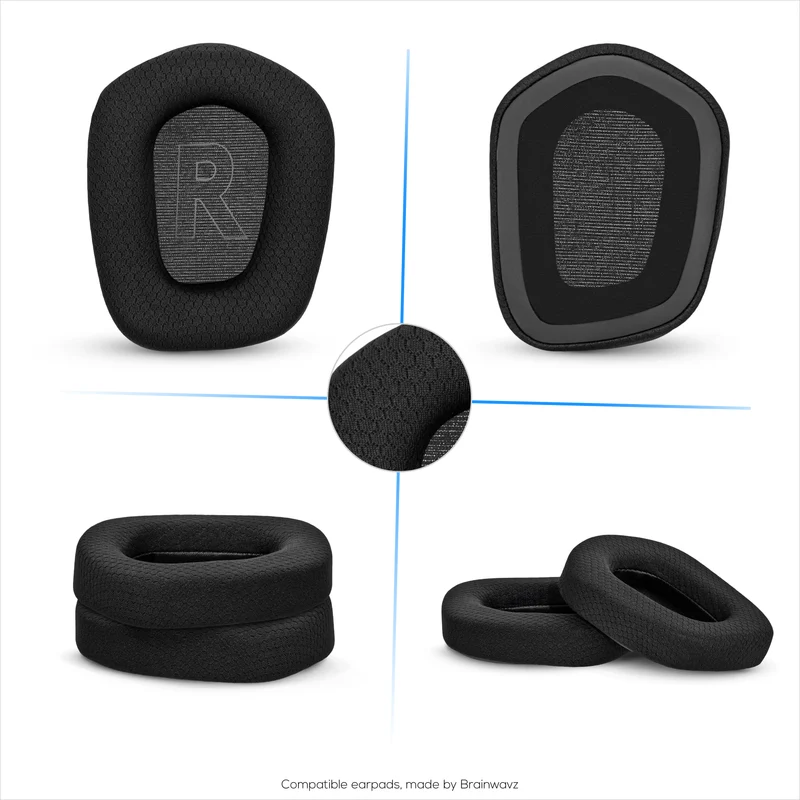 Pad Telinga Fabrik Mesh untuk Fon Kepala Logitech G733, G335 & G535, Fabrik Mesh Bernafas & Buih Memori Gred Tinggi