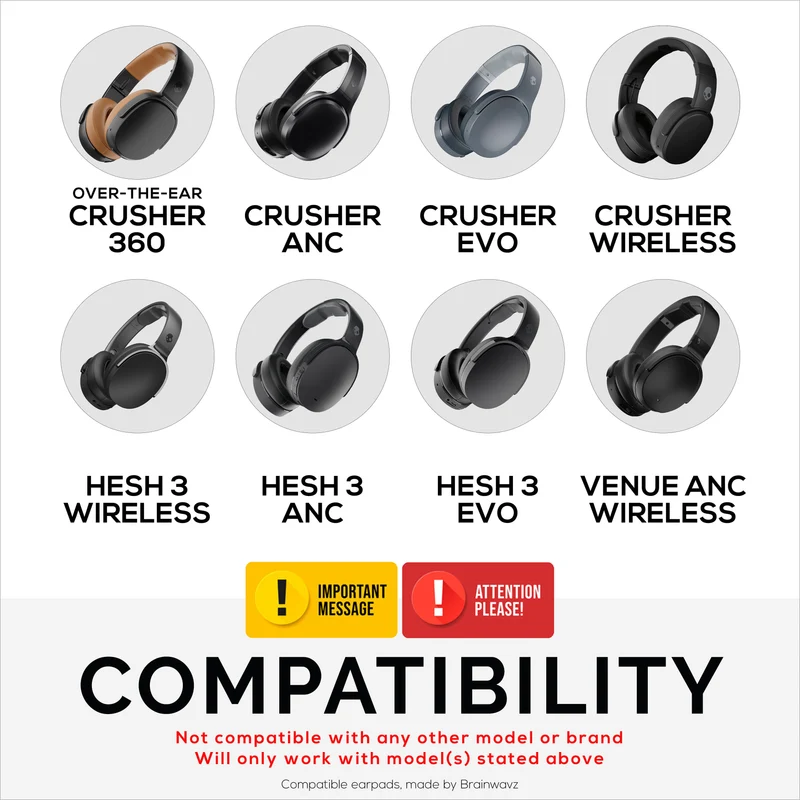 Hybrid-Ohrpolster für Skullcandy Crusher Wireless, Hesh 3/ANC/EVO, Venue ANC und mehr. Kühlende Gel-Ohrpolster mit superweichem Stoff und dickem Memory-Schaum.