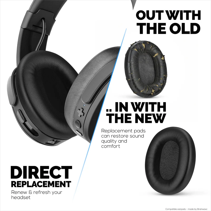 Pad Telinga Pengganti untuk Fon Kepala Skullcandy Crusher ANC 2. Kulit PU Lembut dengan Buih Memori Gred Tinggi untuk Keselesaan & Ketahanan Tambahan