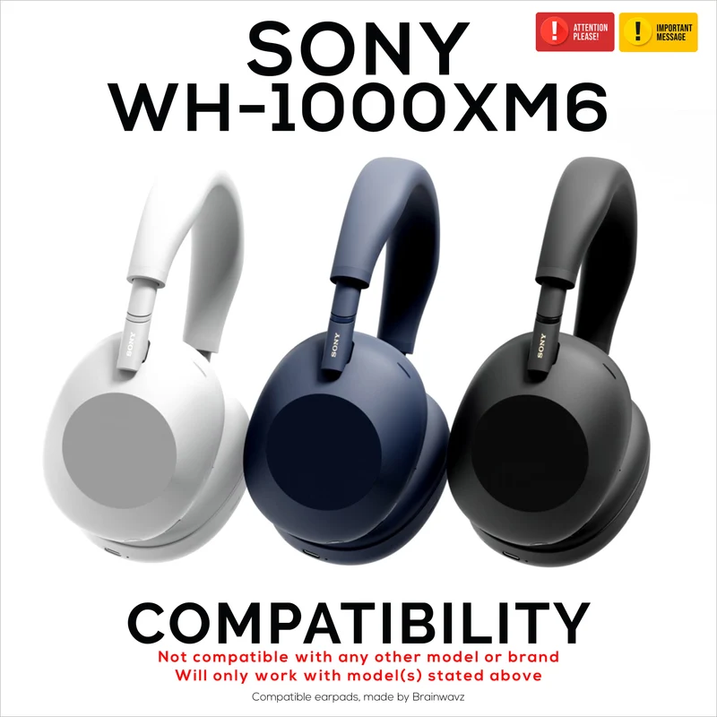 Ersatz-Ohrpolster für Sony WH-1000XM6 Kopfhörer – Weiche Ohrpolster aus PU-Proteinleder – Einfache Montage