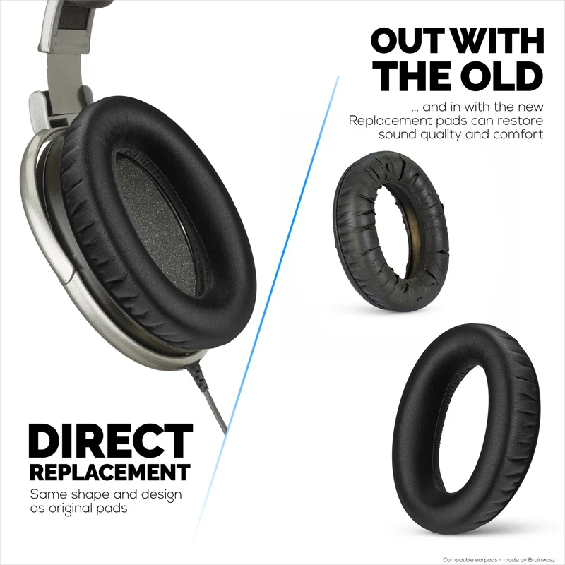 Ersatz-Ohrpolster für Sennheiser HD600, HD650, HD660S, HD525, HD535, HD545 und Massdrop HD58X, HD6XX Kopfhörer – Weiche Ohrpolster aus PU-Leder mit weichem Schaumstoff