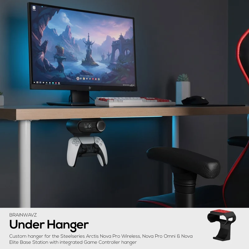 Untertischhalterung und Gamecontroller-Aufhänger für SteelSeries Arctis Nova Pro Wireless, Nova Pro Omni und Nova Elite Basisstation