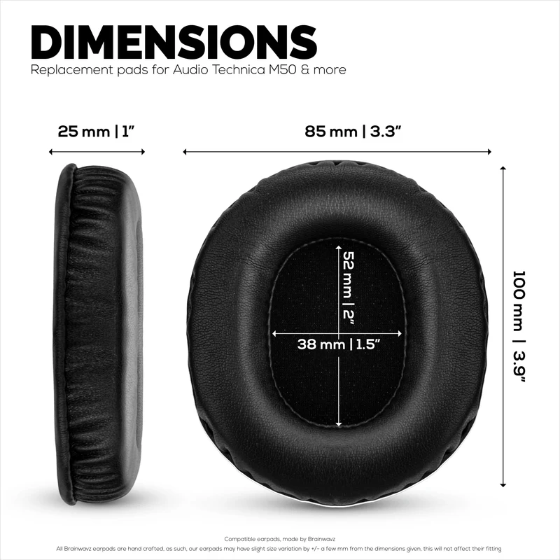 Ersatz-Ohrpolster aus Schaffell für Audio Technica ATH-M50X, M50xBT, M50RD, M40X, M30X, M20X Headsets. Weiches Echtleder und Memory Foam