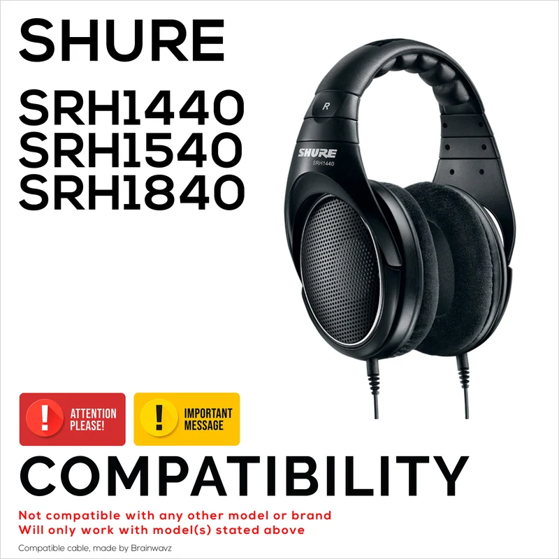 Kabel Audio Gantian Serasi dengan Alat Dengar Shure SRH1440, SRH1540, SRH1840 – Penyambung Bersalut Emas MMCX hingga 3.5mm dengan Penyesuai 6.5mm