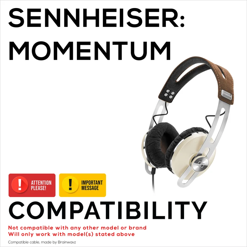 Kabel Audio Seimbang Serasi dengan Fon Kepala Sennheiser Momentum – Kunci Pusing 2.5mm hingga 4.4mm TRRRS Bicu Bersalut Emas Seimbang