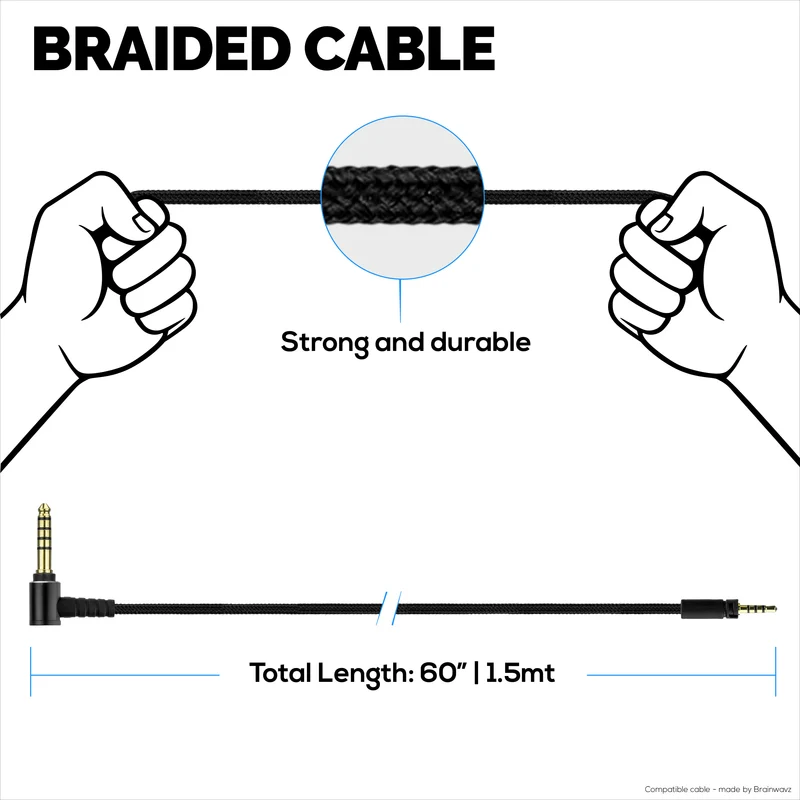 Kabel Audio Seimbang Serasi dengan Fon Kepala Sennheiser Momentum – Kunci Pusing 2.5mm hingga 4.4mm TRRRS Bicu Bersalut Emas Seimbang