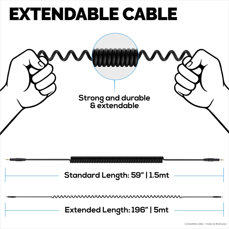 Gewickeltes Ersatz-Audiokabel, kompatibel mit Sony WH-1000XM5, 1000XM4, 1000XM3, 1000XM2, XB910N, CH700N, CH710N, MDR-XB950BT, XB950N1, 1000X