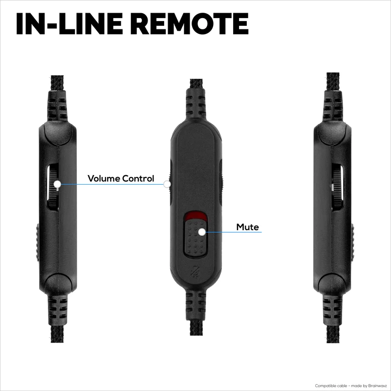 Kabel Audio Gantian Serasi dengan Campuran Awan Kingston HyperX & Alat Dengar Cloud Alpha – Alat Kawalan Jauh Sebaris dengan Kawalan Bisu & Kelantangan – Kord Jalinan Nilon dengan Penyambung Bersalut Emas